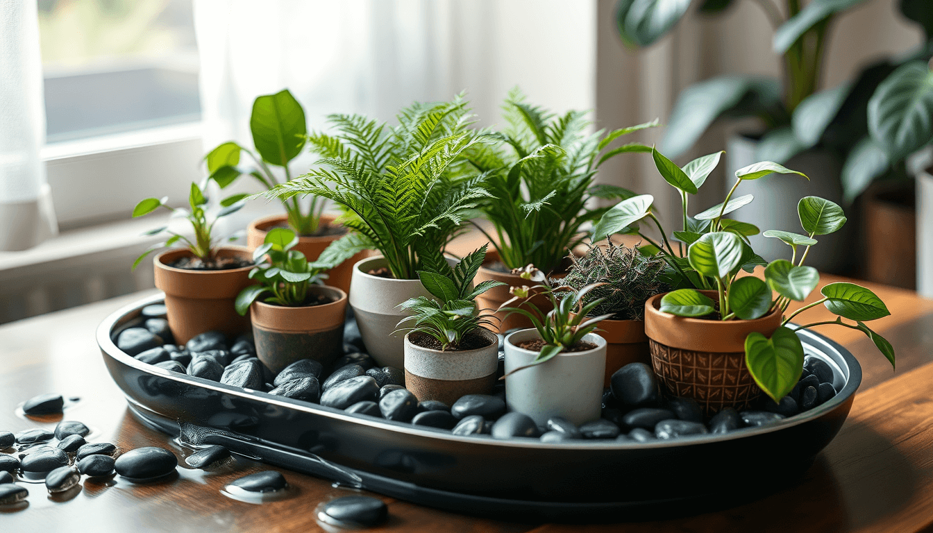 DIY濕度盤_濕度提升10_暖氣房植物群聚保濕術
